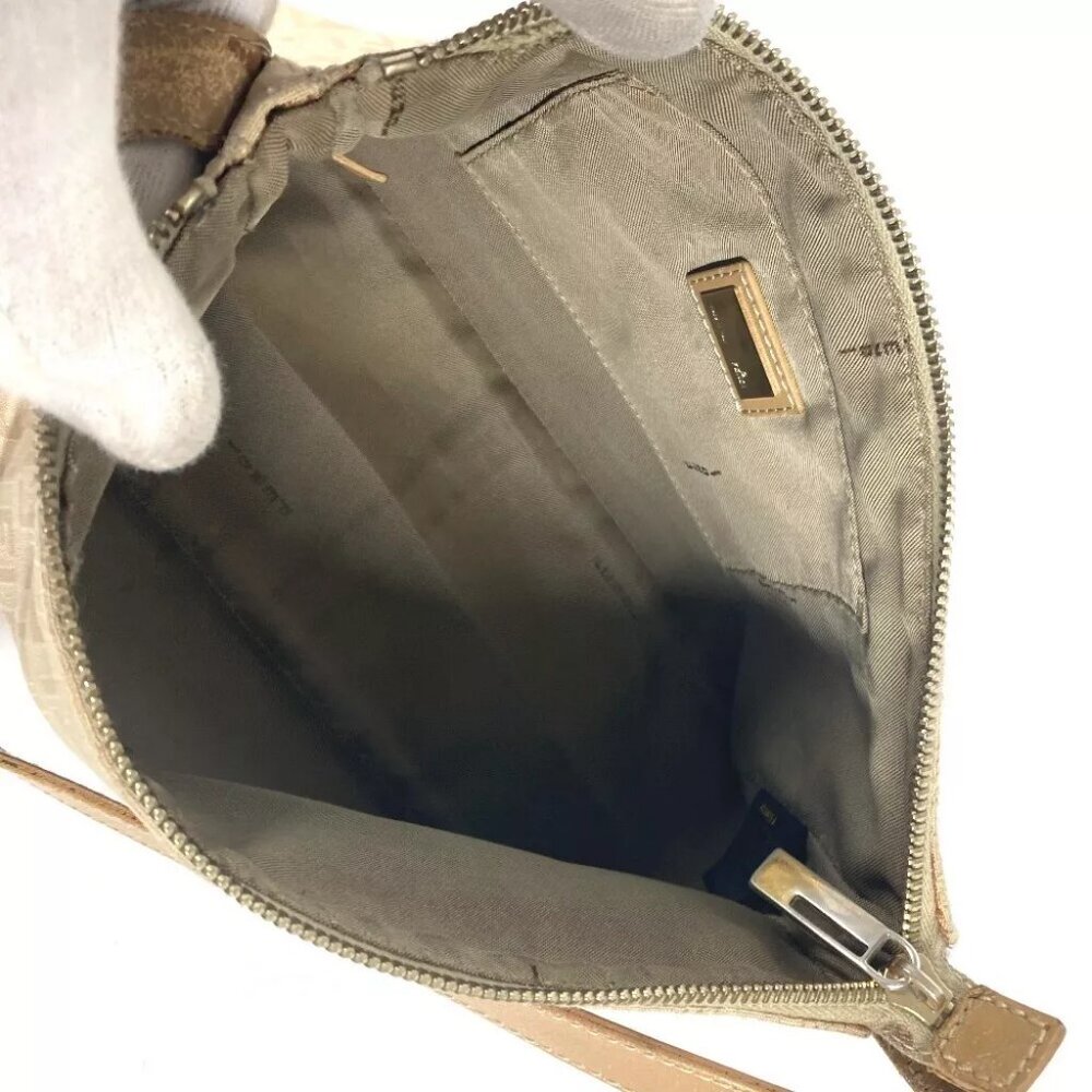 FENDI Zucchino Zucca logo bag Shoulder Bag Leather/Canvas Beige - Picture 9 of 14